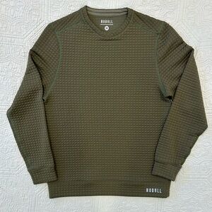 NOBULL Men’s Quilted Crewneck Pullover Sweatshirt Size Medium Olive Green